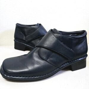 Markon Blue Leather Velcro Ankle Boots Size 8.5